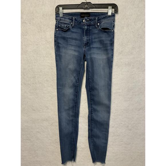 Black Orchid Jeans Womens 26 Blue Skinny Raw Hem Distressed Stretch Denim Pants - Picture 1 of 9